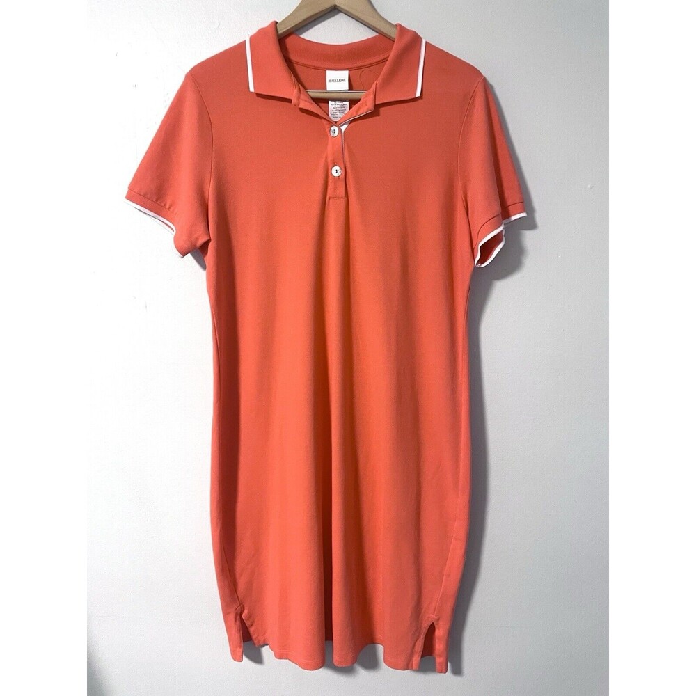 Madeleine Orange‎ Short Sleeve Polo Shirt Dress White Tipped UK sz 16, US sz 12